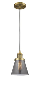 Innovations Lighting Small Cone 1-100 watt 6 inch Brushed Brass Mini Pendant Smoked glass 201CBBG63