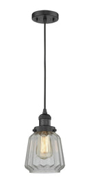 Innovations Lighting Chatham 1-100 watt 6 inch Black Mini Pendant Clear Fluted glass 201CBKG142