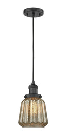 Innovations Lighting Chatham 1-100 watt 6 inch Black Mini Pendant Mercury Fluted glass 201CBKG146