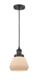 Innovations Lighting Fulton 1-100 watt 7 inch Black Mini Pendant Matte White Cased glass 201CBKG171