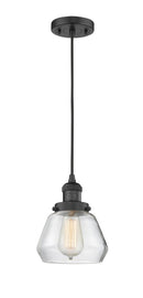 Innovations Lighting Fulton 1-100 watt 7 inch Black Mini Pendant Clear glass 201CBKG172