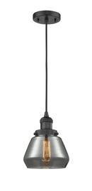 Innovations Lighting Fulton 1-100 watt 7 inch Black Mini Pendant Smoked glass 201CBKG173