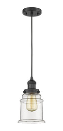 Innovations Lighting Canton 1-100 watt 6.5 inch Black Mini Pendant Clear glass 201CBKG182