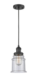 Innovations Lighting Canton 1-100 watt 6.5 inch Black Mini Pendant Seedy glass 201CBKG184