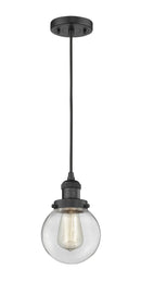 Innovations Lighting Beacon 1-100 watt 6 inch Black Mini Pendant Clear glass 201CBKG2026