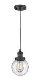 Innovations Lighting Beacon 1-100 watt 6 inch Black Mini Pendant Seedy glass 201CBKG2046