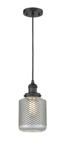 Innovations Lighting Stanton 1-100 watt 6 inch Black Mini Pendant Vintage Wire Mesh glass 201CBKG262