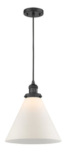 Innovations Lighting X-Large Cone 1-100 watt 12 inch Black Mini Pendant Matte White Cased glass 201CBKG41L