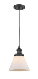 Innovations Lighting Large Cone 1-100 watt 8 inch Black Mini Pendant Matte White Cased glass 201CBKG41