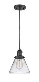 Innovations Lighting Large Cone 1-100 watt 8 inch Black Mini Pendant Clear glass 201CBKG42