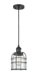 Innovations Lighting Small Bell Cage 1-100 watt 8 inch Black Mini Pendant Clear glass 201CBKG52CE