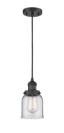 Innovations Lighting Small Bell 1-100 watt 5 inch Black Mini Pendant Clear glass 201CBKG52
