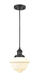 Innovations Lighting Small Oxford 1-100 watt 8 inch Black Mini Pendant Matte White Cased glass 201CBKG531