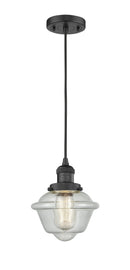 Innovations Lighting Small Oxford 1-100 watt 8 inch Black Mini Pendant Clear glass 201CBKG532