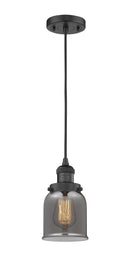 Innovations Lighting Small Bell 1-100 watt 5 inch Black Mini Pendant Smoked glass 201CBKG53