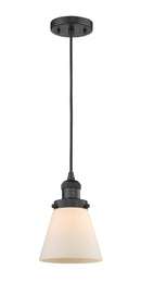 Innovations Lighting Small Cone 1-100 watt 6 inch Black Mini Pendant Matte White Cased glass 201CBKG61