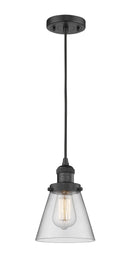 Innovations Lighting Small Cone 1-100 watt 6 inch Black Mini Pendant Clear glass 201CBKG62