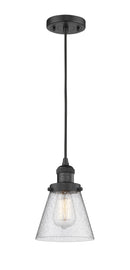 Innovations Lighting Small Cone 1-100 watt 6 inch Black Mini Pendant Seedy glass 201CBKG64