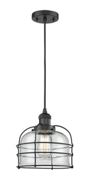 Innovations Lighting Large Bell Cage 1-100 watt 8 inch Black Mini Pendant Clear glass 201CBKG72CE