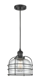 Innovations Lighting Large Bell Cage 1-100 watt 8 inch Black Mini Pendant Seedy glass 201CBKG74CE
