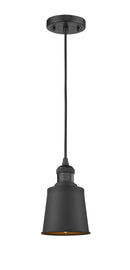 Innovations Lighting Addison 1-100 watt 5 inch Black Mini Pendant Brushed Brass Addison shades 201CBKM9BK