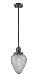 Innovations Lighting Geneseo 1-100 watt 6.5 inch Oil Rubbed Bronze Mini Pendant Clear Crackle glass 201COBG165