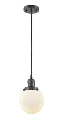 Innovations Lighting Beacon 1-100 watt 6 inch Oil Rubbed Bronze Mini Pendant Matte White Cased glass 201COBG2016