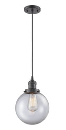Innovations Lighting Beacon 1-100 watt 8 inch Oil Rubbed Bronze Mini Pendant Clear glass 201COBG2028