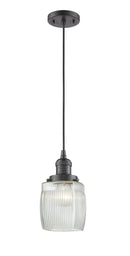 Innovations Lighting Colton 1-100 watt 8 inch Oil Rubbed Bronze Mini Pendant Thick Clear Halophane glass 201COBG302