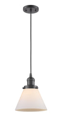 Innovations Lighting Large Cone 1-100 watt 8 inch Oil Rubbed Bronze Mini Pendant Matte White Cased glass 201COBG41