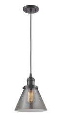 Innovations Lighting Large Cone 1-100 watt 8 inch Oil Rubbed Bronze Mini Pendant Smoked glass 201COBG43
