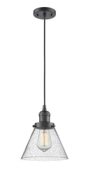 Innovations Lighting Large Cone 1-100 watt 8 inch Oil Rubbed Bronze Mini Pendant Seedy glass 201COBG44