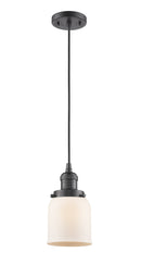 Innovations Lighting Small Bell 1-100 watt 5 inch Oil Rubbed Bronze Mini Pendant Matte White Cased glass 201COBG51