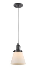Innovations Lighting Small Cone 1-100 watt 6 inch Oil Rubbed Bronze Mini Pendant Matte White Cased glass 201COBG61