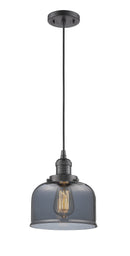 Innovations Lighting Large Bell 1-100 watt 8 inch Oil Rubbed Bronze Mini Pendant Smoked glass 201COBG73