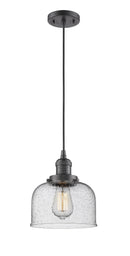 Innovations Lighting Large Bell 1-100 watt 8 inch Oil Rubbed Bronze Mini Pendant Seedy glass 201COBG74