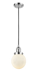 Innovations Lighting Beacon 1-100 watt 6 inch Polished Chrome Mini Pendant Matte White Cased glass 201CPCG2016