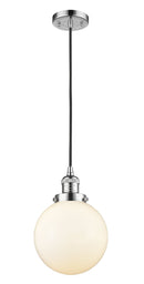Innovations Lighting Beacon 1-100 watt 8 inch Polished Chrome Mini Pendant Matte White Cased glass 201CPCG2018