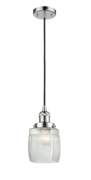Innovations Lighting Colton 1-100 watt 8 inch Polished Chrome Mini Pendant Thick Clear Halophane glass 201CPCG302