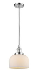 Innovations Lighting Large Bell 1-100 watt 8 inch Polished Chrome Mini Pendant Matte White Cased glass 201CPCG71