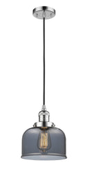 Innovations Lighting Large Bell 1-100 watt 8 inch Polished Chrome Mini Pendant Smoked glass 201CPCG73
