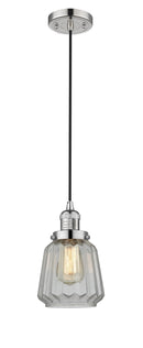 Innovations Lighting Chatham 1-100 watt 6 inch Polished Nickel Mini Pendant Clear Fluted glass 201CPNG142