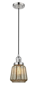 Innovations Lighting Chatham 1-100 watt 6 inch Polished Nickel Mini Pendant Mercury Fluted glass 201CPNG146