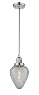 Innovations Lighting Geneseo 1-100 watt 6.5 inch Polished Nickel Mini Pendant Clear Crackle glass 201CPNG165
