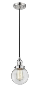 Innovations Lighting Beacon 1-100 watt 6 inch Polished Nickel Mini Pendant Clear glass 201CPNG2026