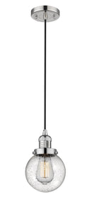 Innovations Lighting Beacon 1-100 watt 6 inch Polished Nickel Mini Pendant Seedy glass 201CPNG2046