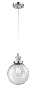 Innovations Lighting Beacon 1-100 watt 8 inch Polished Nickel Mini Pendant Seedy glass 201CPNG2048