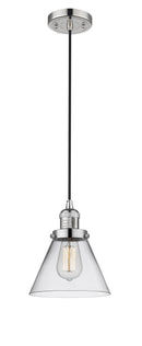Innovations Lighting Large Cone 1-100 watt 8 inch Polished Nickel Mini Pendant Clear glass 201CPNG42