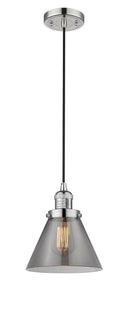 Innovations Lighting Large Cone 1-100 watt 8 inch Polished Nickel Mini Pendant Smoked glass 201CPNG43