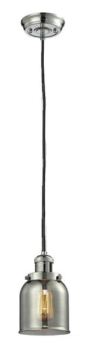 Innovations Lighting Small Bell 1-100 watt 5 inch Polished Nickel Mini Pendant Smoked glass 201CPNG53